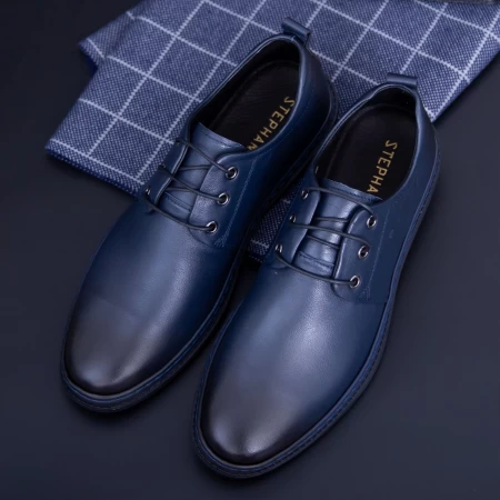 Herrenschuhe aus natürlichen Leder KL6805 Blau | Stephano