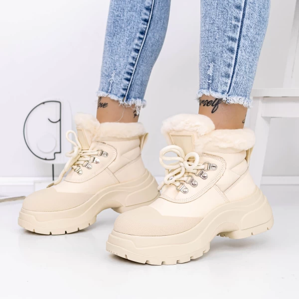 Frauenstiefel mit 3J7 Beige Fell | Mei