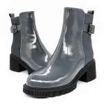 Frauenstiefel im Frühling-Autumn 1026-2 Grau Gebildet