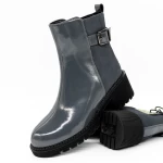 Frauenstiefel im Frühling-Autumn 1026-2 Grau Gebildet