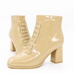 Kurze Stiefel mit einer dicken Ferse 6612 Pfirsich | Gebildet