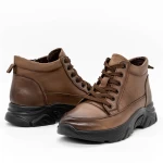Frauenstiefel im Frühling-Auto M3055 Brown Gebildet