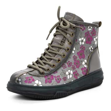 Frauenstiefel im Spring-Auto 5866 Grau Gebildet