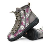 Frauenstiefel im Spring-Auto 5866 Grau Gebildet