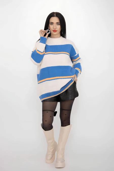 Frauenpullover weiß-blau Kikiriki