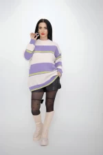 Frauenpullover weiß-lila Kikiriki