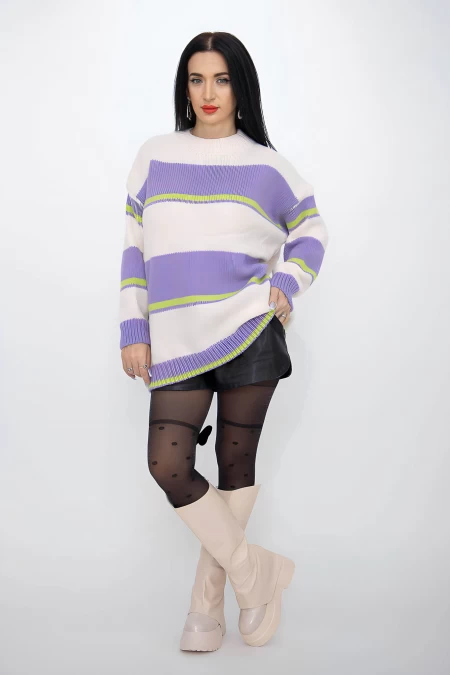 Frauenpullover weiß-lila Kikiriki