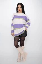 Frauenpullover weiß-lila Kikiriki