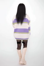 Frauenpullover weiß-lila Kikiriki