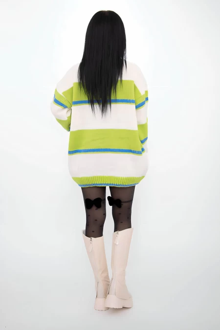 Frauenpullover weiß-grün Kikiriki