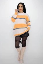 Frauen Op4 Pullover White-Orange | Kikiriki