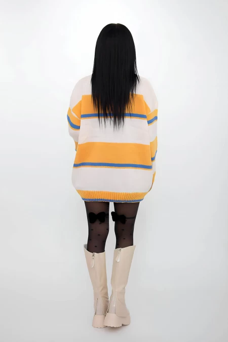 Frauen Op4 Pullover White-Orange | Kikiriki