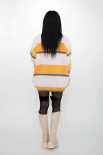 Frauen Op4 Pullover White-Orange | Kikiriki