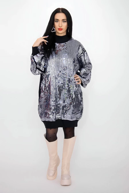 Frauenpullover 50066 Black-Silver Kikiriki