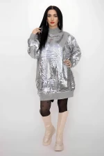 Frauen 50066 Grey-Silver-Pullover Kikiriki