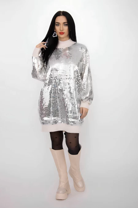 Frauenpullover 50066 Weiß und Silber Kikiriki