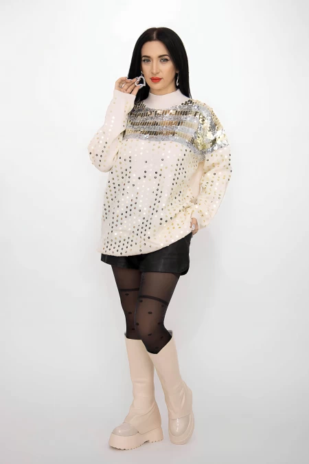 Frauenpullover 50065 leichter Beige Kikiriki