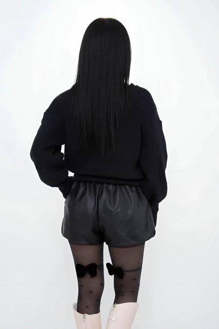 Frauen 50067 Schwarzer Pullover Kikiriki