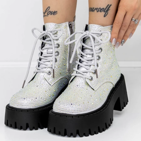 Frauenstiefel im Frühjahrs-Jesień 3wl115 Silber Mei