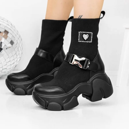 Frauenstiefel im Frühling-Jesjn18 Schwarz Mei