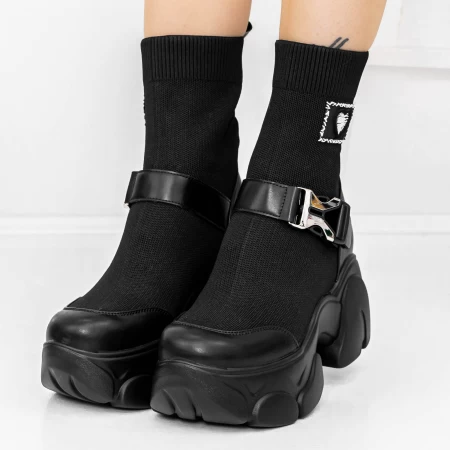 Frauenstiefel im Frühling-Jesjn18 Schwarz Mei