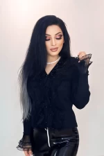 Frauen 205ff schwarzes Sweatshirt Kikiriki
