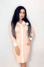 Frauenkleid MCY03882 Beige | Kikiriki