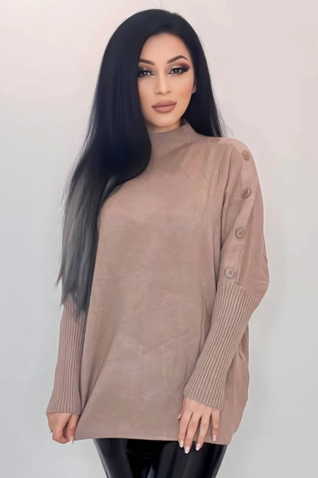 Frauen Sweatshirt M2610 dunkler Beige Kikiriki