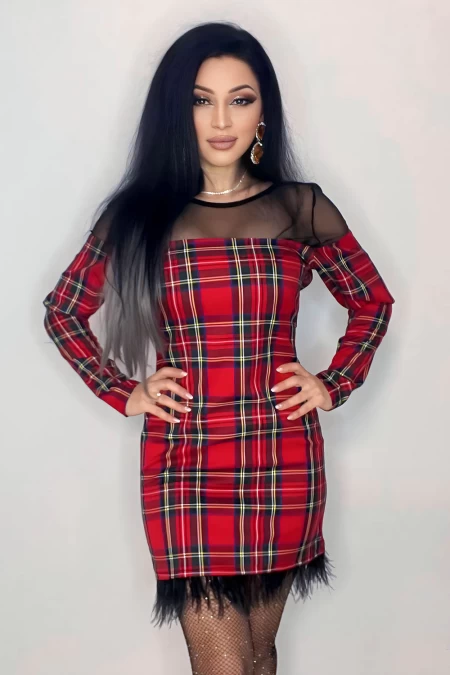 Frauenkleid R23676 Rot-Green | Kikiriki