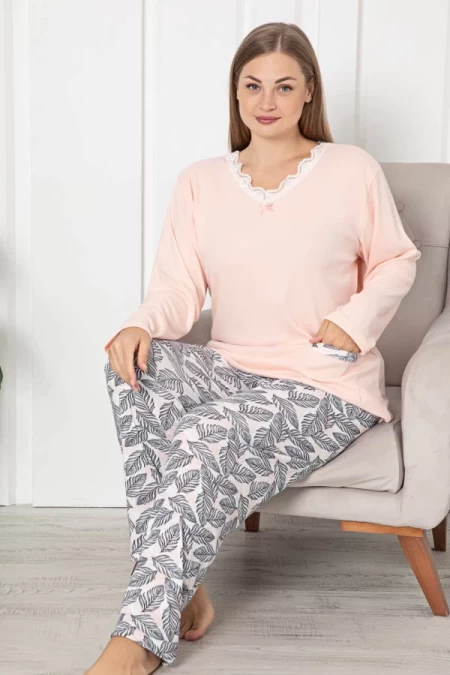 PJ2032 Pink-White-Pyjama Pamucle