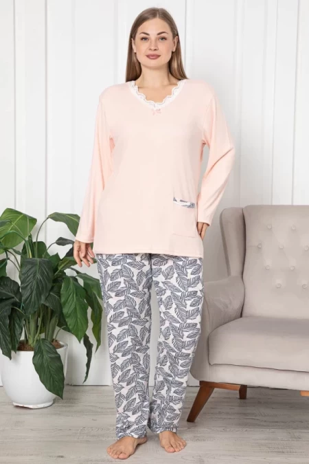 PJ2032 Pink-White-Pyjama Pamucle