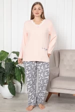 PJ2032 Pink-White-Pyjama Pamucle