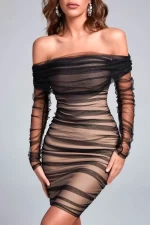 Frauenkleid R2103 beige-schwarz Neue Ära