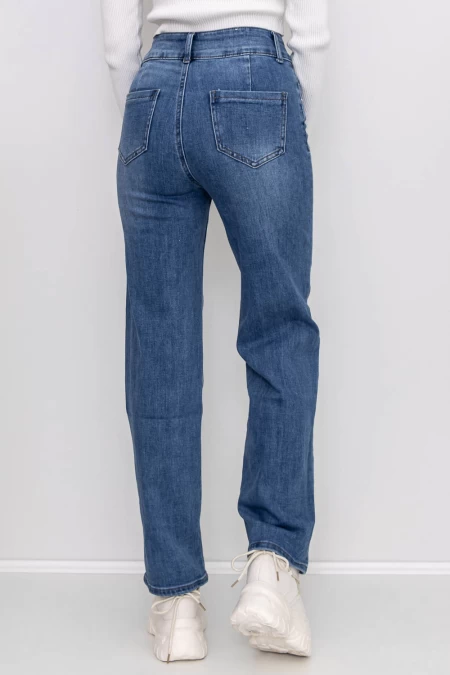 Frauen -Denimjacke G7908 Blau Gesicht