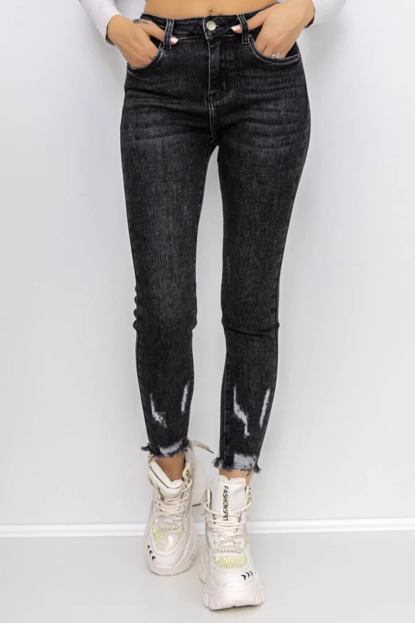 Frauen-Denimjacke KP128-6 Schwarz | Gesicht