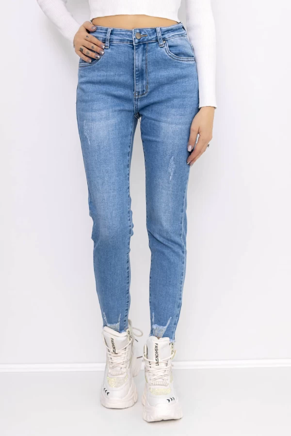 Frauen-Denimjacke KP190-5 Blau Gesicht