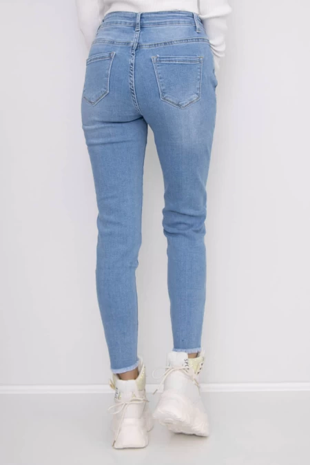 Frauen-Denimjacke KP190-5 Blau Gesicht