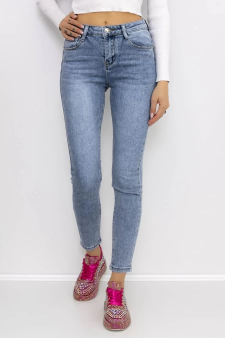 Frauen -Denimjacke M7911 Blau Gesicht