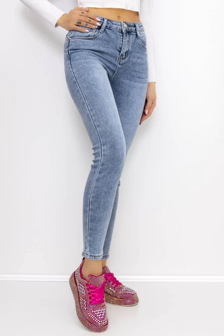 Frauen -Denimjacke M7911 Blau Gesicht