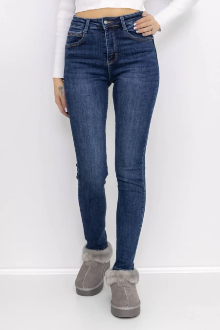 Frauen -Denimjacke MJ7758 Blau Gesicht
