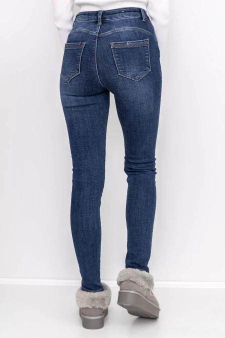 Frauen -Denimjacke MJ7758 Blau Gesicht
