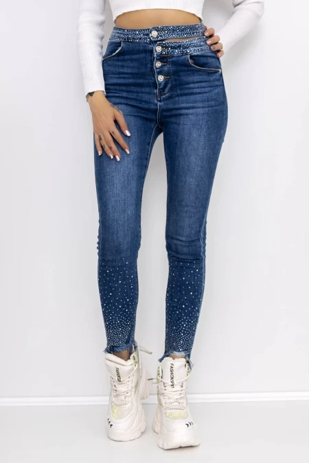 Frauen -Denimjacke MK7913 Blau Gesicht
