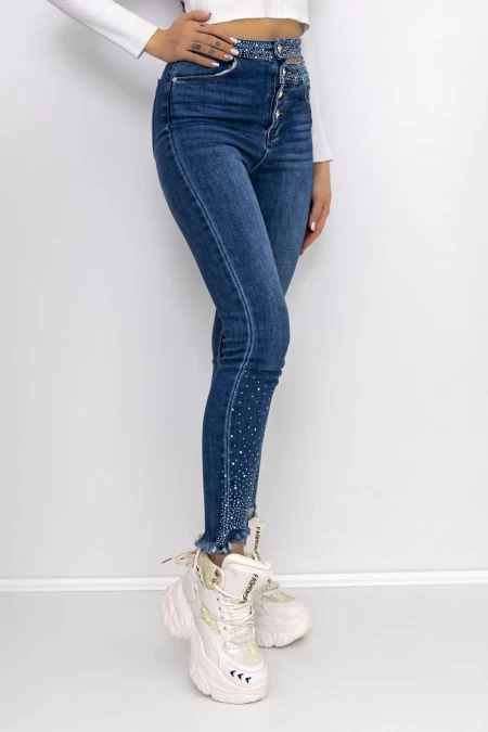 Frauen -Denimjacke MK7913 Blau Gesicht
