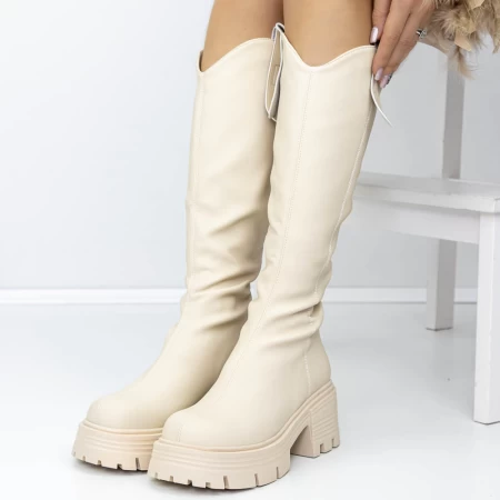 Low -Haeled -Stiefel der Frauen 3WL183 Beige | Mei