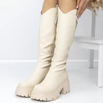 Low -Haeled -Stiefel der Frauen 3WL183 Beige | Mei