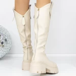 Low -Haeled -Stiefel der Frauen 3WL183 Beige | Mei