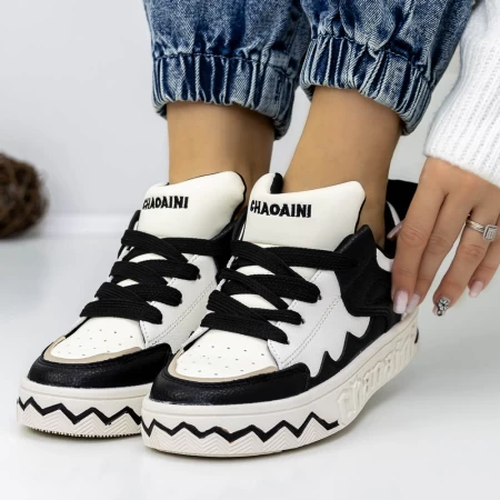 Frauen-Sneaker 3WL105 Black-Biała | Mei