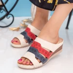 Frauen A137 Beige-blau-rot | Mode