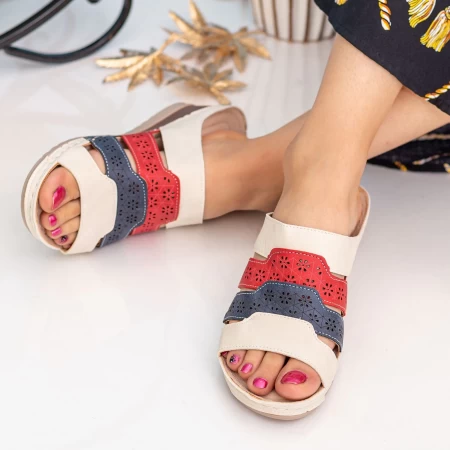 Frauen A137 Beige-blau-rot | Mode