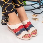 Frauen A137 Beige-blau-rot | Mode